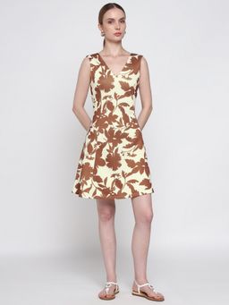 Cover Story - Women White Floral A-Line Mini Dress