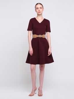 Cover Story - Women Purple Solid A-Line Mini Dress