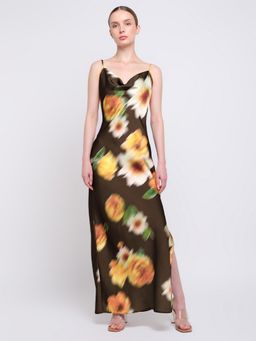 Cover Story - Women Brown Floral Bodycon Maxi Dress