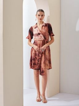 Latin Quarters - Women Brown Tie & Dye A-Line Mini Dress