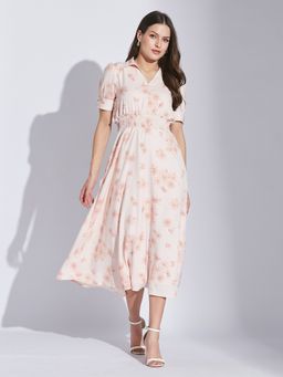 Latin Quarters - Women White Floral A-Line Midi Dress