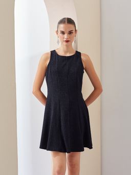 Latin Quarters - Women Navy Blue Solid Regular Mini Dress