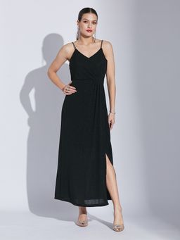 Latin Quarters - Women Black Solid A-Line Maxi Dress
