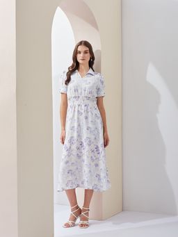 Latin Quarters - Women White Floral A-Line Midi Dress