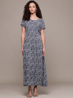 Popnetic - Women Blue Floral A-Line Maxi Dress
