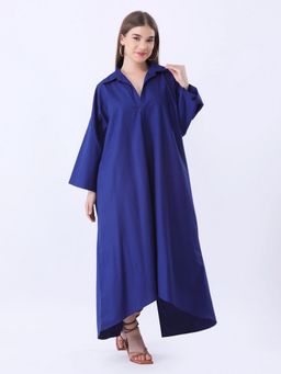 Qurvii - Women Navy Blue Solid Loose Maxi Dress
