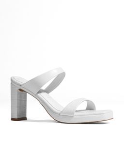 Signature Sole - White Elegance Block Heel Sandals