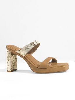 Signature Sole - Caramel Python Block Heel Sandals