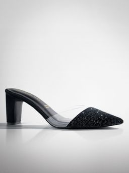 Signature Sole - Noir Dusk Black Beaded Pointed Mules