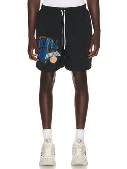 Mitchell & Ness - NBA Knicks Men's Ripstop Drawstring Sports Shorts Black