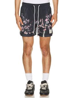Ryoko Rain - Cherry Blossom Men's Drawstring Printed Jersey Shorts Black