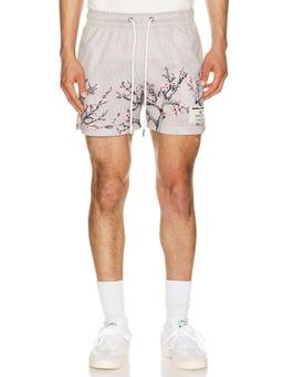 Ryoko Rain - Cherry Blossom Men Drawstring Pocket Shorts Off White