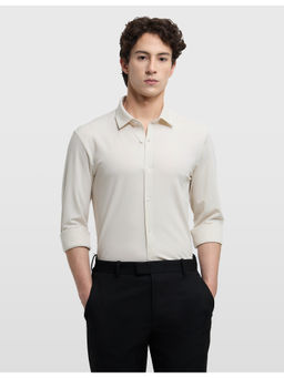 Arrow - Mens Manhattan Slim Fit Dobby Originals Beige Formal Shirt