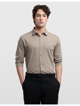 Arrow - Mens Manhattan Slim Fit Dobby Originals Brown Formal Shirt