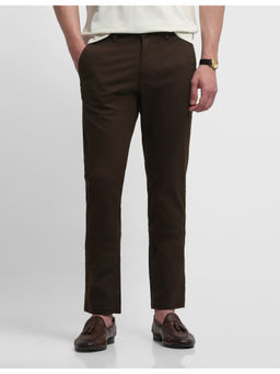 Arrow Sports - Mens Textured Slim Fit Brown Trousers