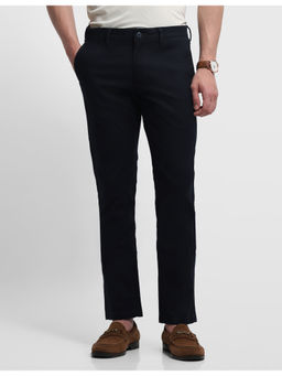 Arrow Sports - Mens Textured Slim Fit Navy Blue Trousers