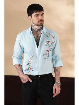 Eszett - Aviator Blue Floral Print Casual Shirt