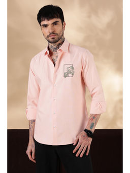 Eszett - Emerald Embroidered Pink Casual Shirt