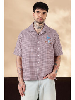 Eszett - Plaid Monkey Purple Casual Shirt