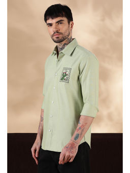 Eszett - Texas Embroidered Light Green Casual Shirt