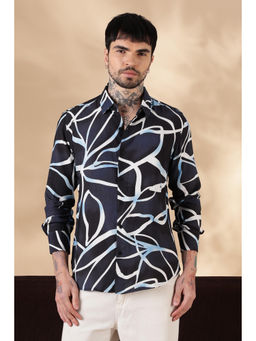 Eszett - Textured Fabric Turquoise Casual Shirt