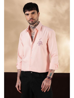 Eszett - Water Lilly Pink Embroidered Casual Shirt