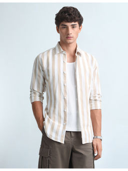 Flying Machine - Mens Vertical Striped Slim Fit Casual Shirt