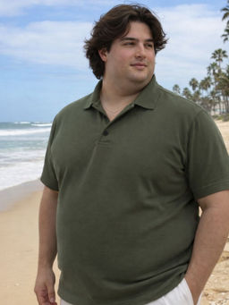 RIGO - Men Plus Size Solid Army Olive Cotton Polo T-Shirt