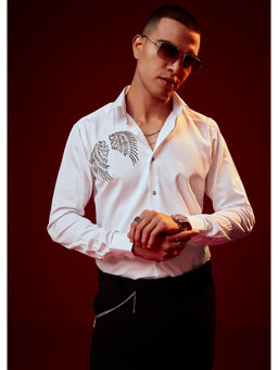 KALKI FASHION - White Bead Collar Neck Casual Shirt