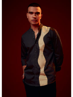 KALKI FASHION - Black Patch Work Embellished Party Casual Shirt