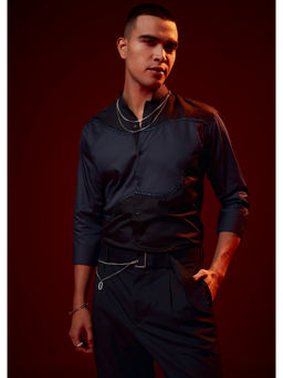 KALKI FASHION - Blue Patch Work Embellished Casual Shirt