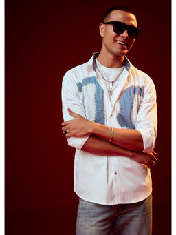 KALKI FASHION - White Embellished Silk Blend Party Casual Shirt