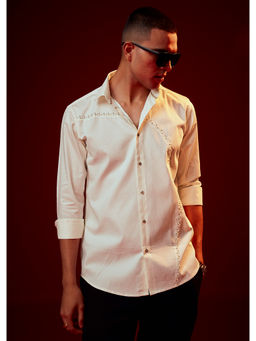 KALKI FASHION - Cream Collar Neck Casual Shirt