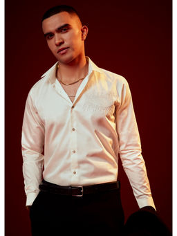 KALKI FASHION - Cream Silk Blend Party Casual Shirt