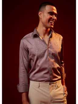 KALKI FASHION - Pink Silk Blend Collar Neck Casual Shirt