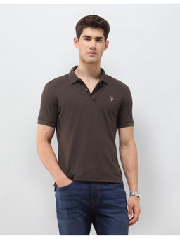 U.S. Polo Assn. Denim Co. - Mens Solid Slim Fit Brown Polo T-Shirt