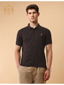 U.S. POLO ASSN. - Mens Solid Slim Fit Brown Polo T-Shirt