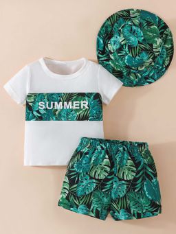 Hopscotch - 2-Pc Tropical Leaf Shorts Set