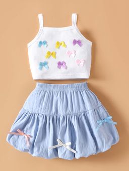 Hopscotch - 2-Pc Bow Tiered Skirt Set