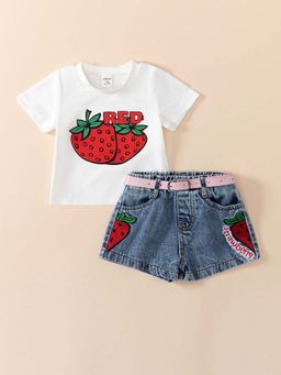 Hopscotch - 2-Pc Fruity Typography Shorts Set