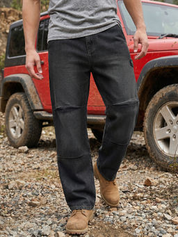 Bewakoof - Charcoal Washed Baggy Fit Mid-Rise Jeans