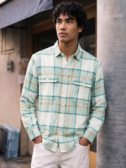 Bewakoof - Off White Checked Relaxed Fit Shirt