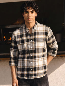 Bewakoof - Off White And Black Checked Shirt