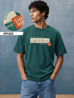Bewakoof - Forest Biome Green Weekend Graphic Printed Oversized T-Shirt