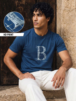 Bewakoof - Poseidon Blue Unique Graphic Printed T-Shirt