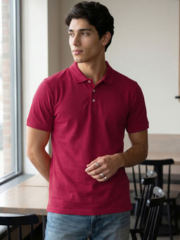 Bewakoof - Dark Pink Polo T-Shirt