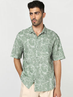 Bewakoof - Green All Over Printed Oversized Shirt