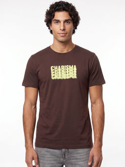 Bewakoof - Bitter Chocolate Brown Charisma Typography T-Shirt