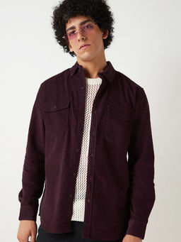 Bewakoof - Plum Purple Solid Shirt