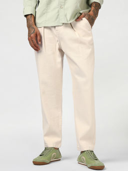 Bewakoof - Off White Tapered Fit Japanese Jeans
